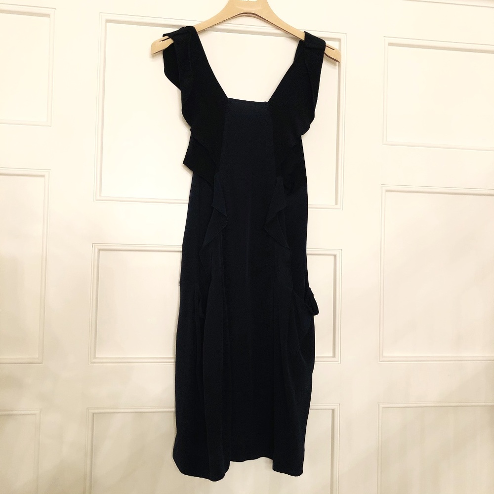 COPY - Miu Miu Silk Ruffle detail Black x Navy Mini Dress
